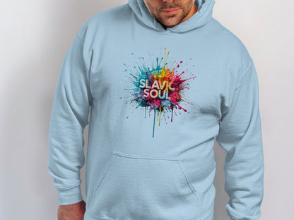 SLAVIC SOUL Vibrant Splatter Light Blue Hoodie product type