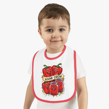 Cute Baby Bib with AJVAR CREW Design, Funny Bib for Toddlers, Baby Shower Gift, Infants' Feeding Accessories, Adorable Kitchen Bib