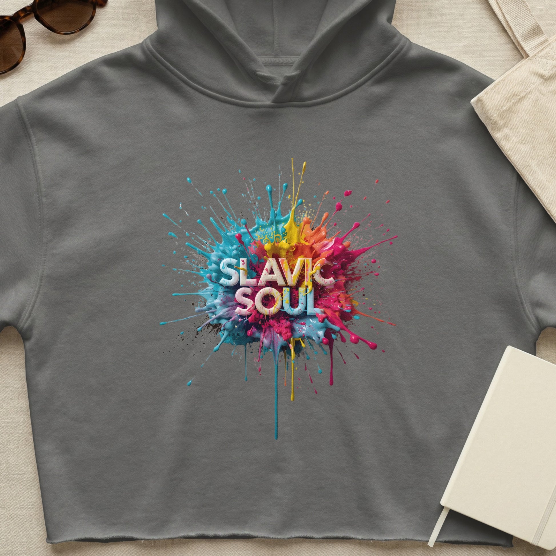 SLAVIC SOUL Colorful Paint Splat Cropped Hoodie product type