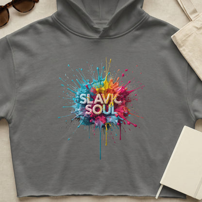 SLAVIC SOUL Colorful Paint Splat Cropped Hoodie product type
