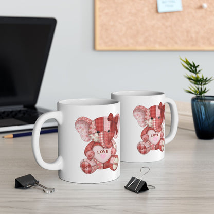 Cute Elephant Love Patchwork Mug for Office or Home