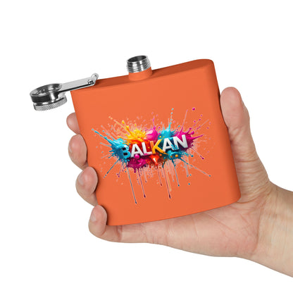 Orange BALKAN Paint Splatter Hip Flask colorful design product type