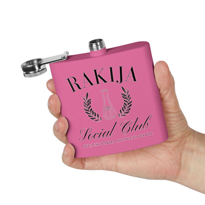 Rakija Social Club Pink Flask for Alcohol Enthusiasts
