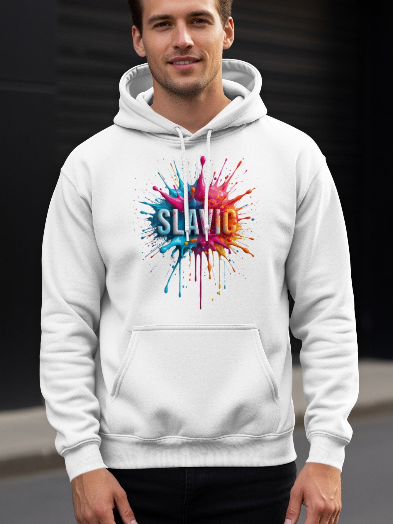 Dynamic Slavic Splatter Design Hoodie product type