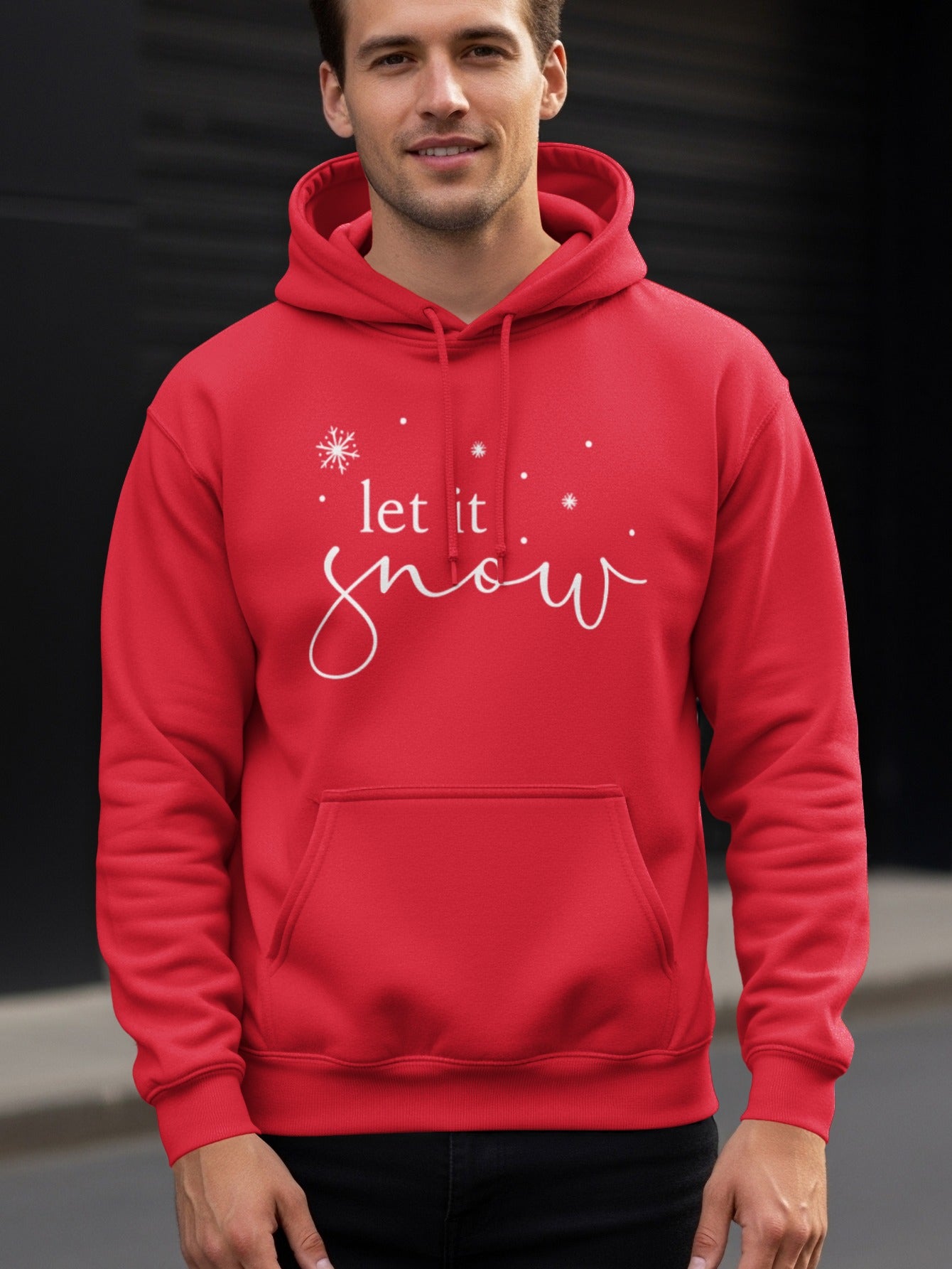 Let It Snow Design Red Sweatshirt for Winter Apparel