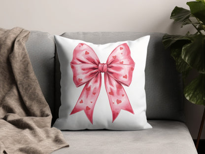 Pink Heart Valentine's Bow Pattern Pillow product