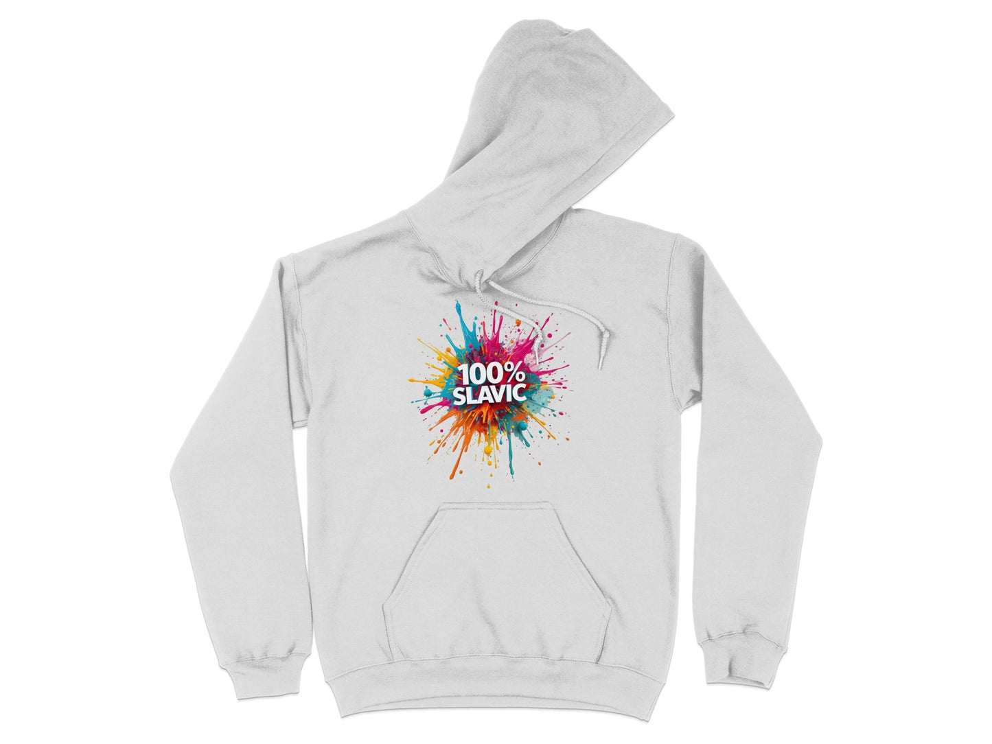 100% SLAVIC Colorful Splatter Design White Hoodie product type