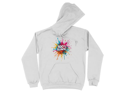 100% SLAVIC Colorful Splatter Design White Hoodie product type