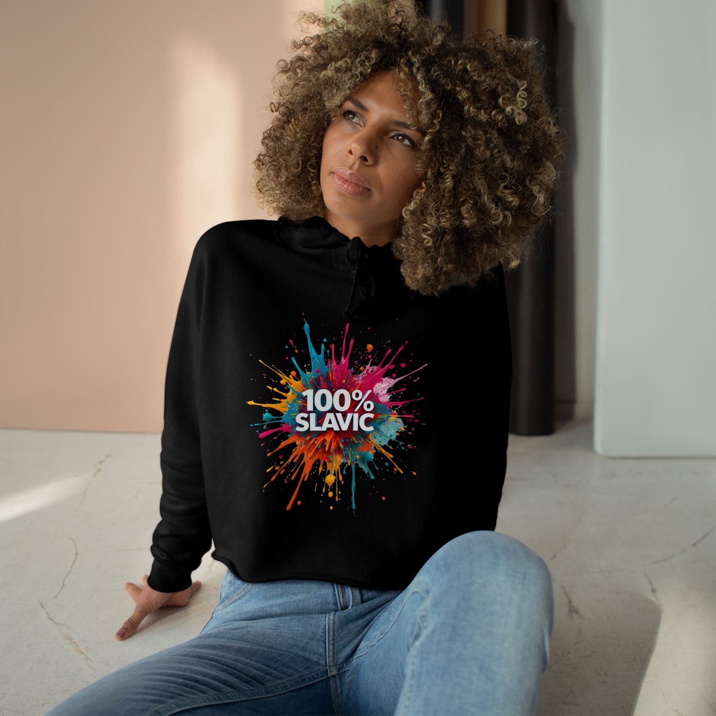 100% SLAVIC Colorful Splatter Cropped Hoodie product type