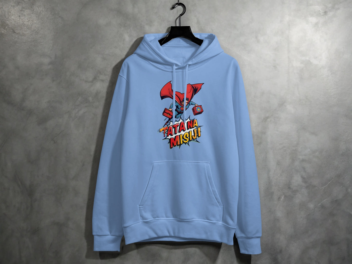 Vibrant Blue Hoodie with Bold Graphic Print Design