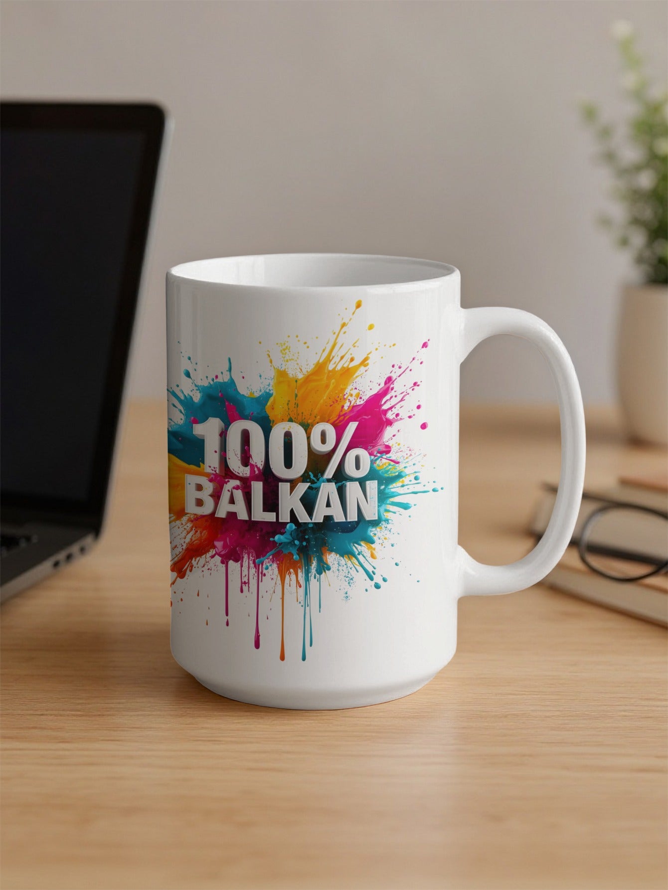 100% BALKAN colorful vibrant paint splash mug product type
