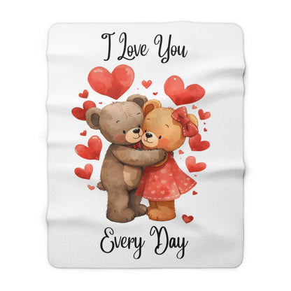 I Love You Every Day with Cute Bears Design Blanket