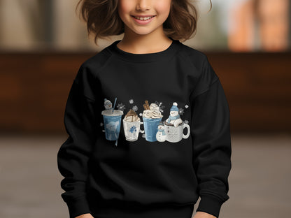 Cozy Winter Hot Cocoa Design Kids Sweatshirt