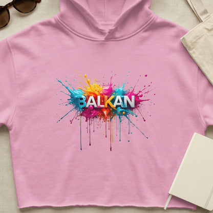 Pink BALKAN Paint Splatter Cropped Hoodie product type