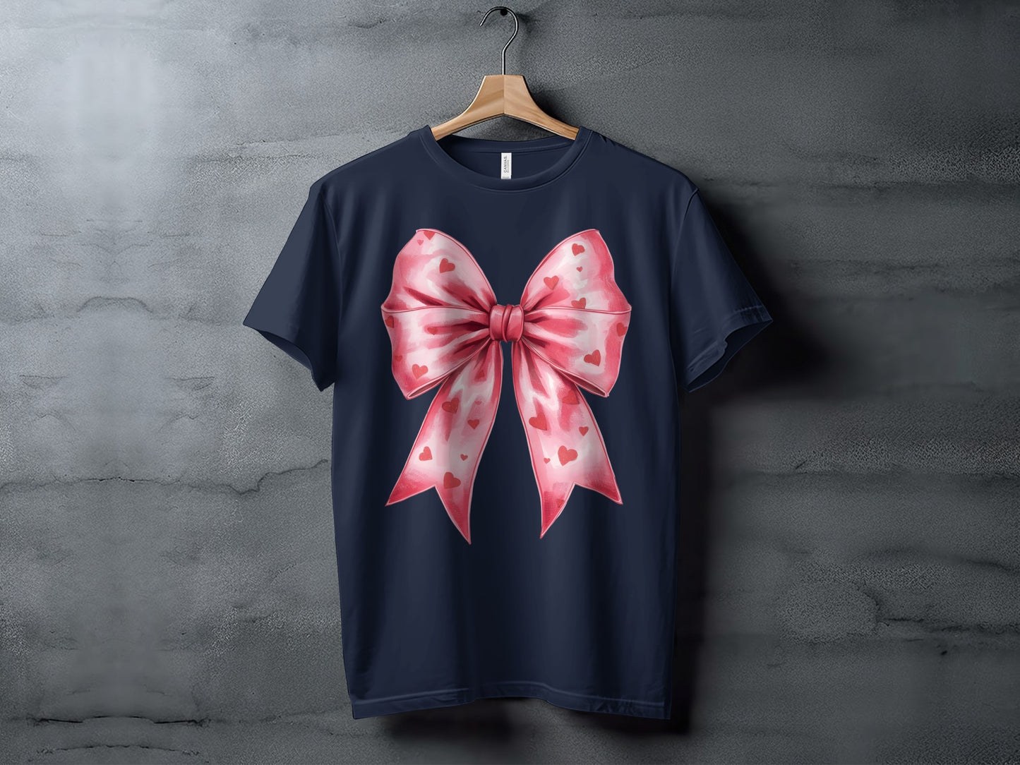 Navy T-Shirt with Large Pink Bow Design Product