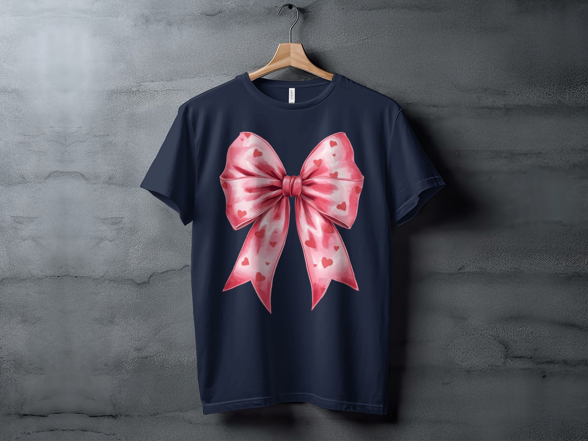 Navy T-Shirt with Large Pink Bow Design Product