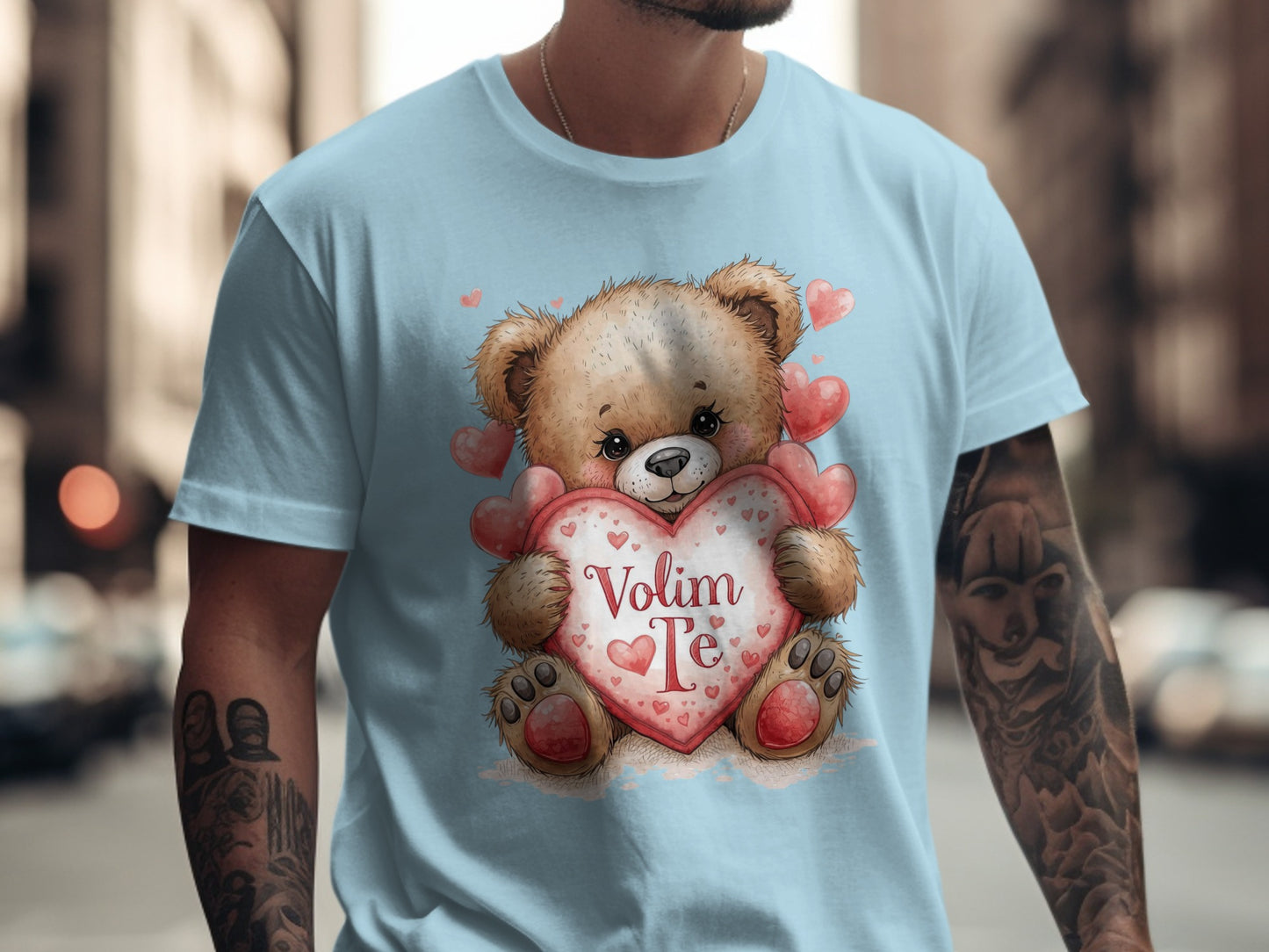Cute Teddy Bear With Heart Volim Te Valentine's Shirt