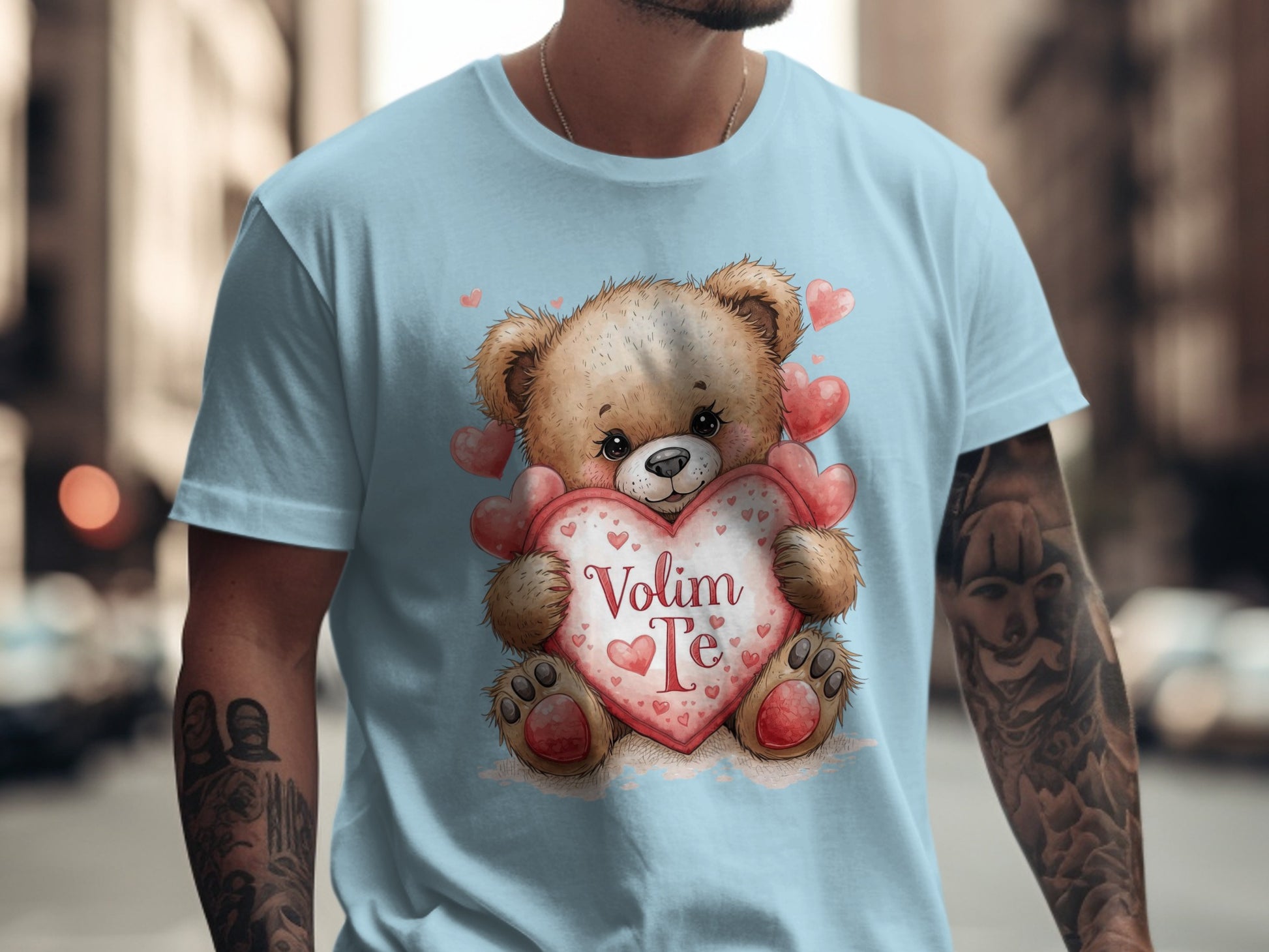 Cute Teddy Bear With Heart Volim Te Valentine's Shirt
