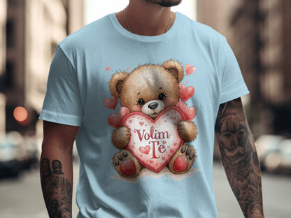 Cute Teddy Bear With Heart Volim Te Valentine's Shirt