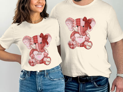 Cute Valentine's Day Elephant Graphic T-Shirt