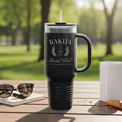Rakija Social Club Travel Mug with Handle and Straw