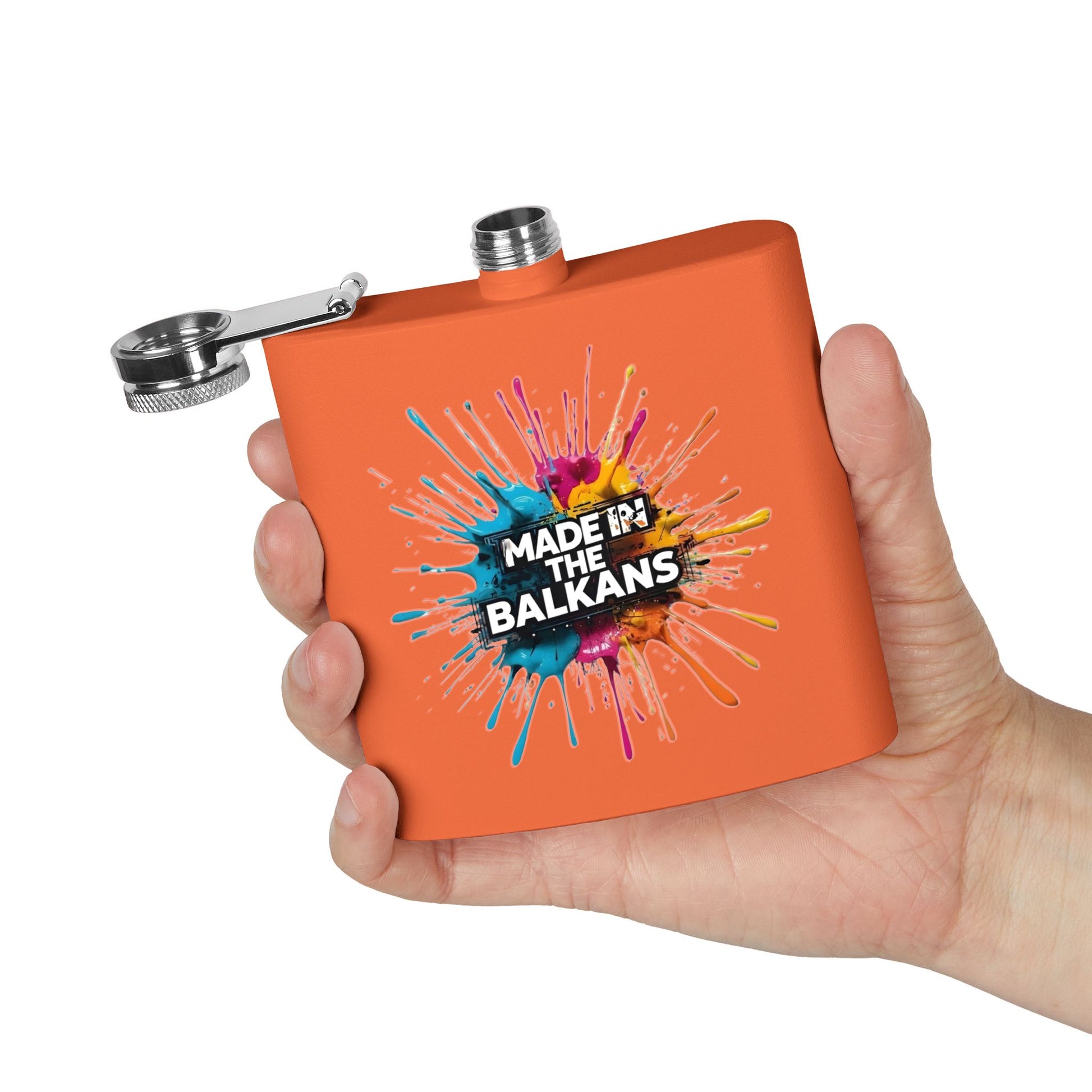 Orange Flask MADE IN THE BALKANS vibrant splash product type