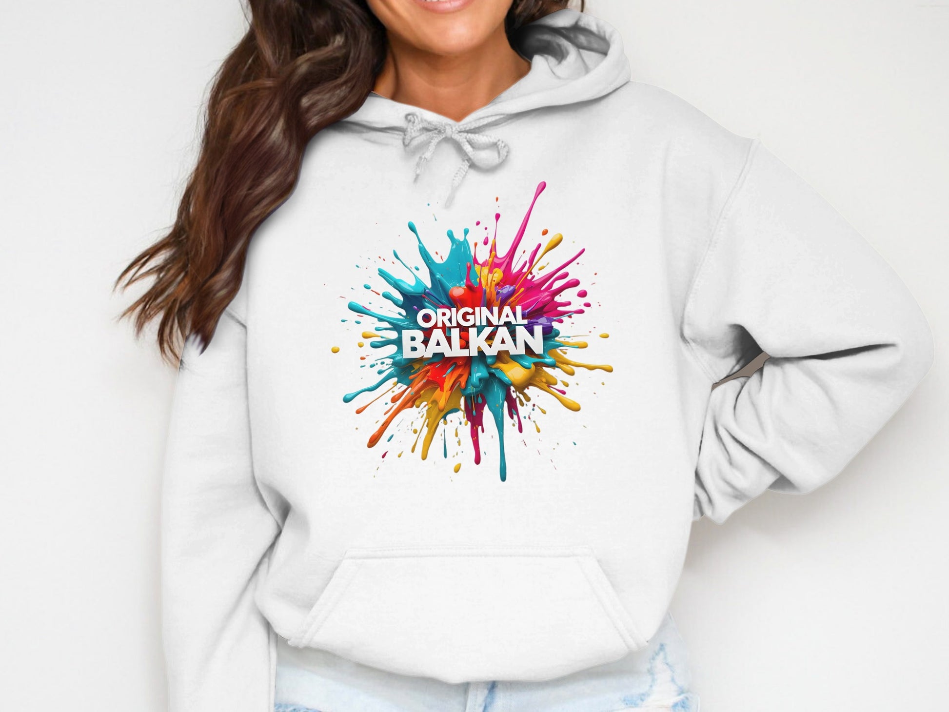 Original Balkan colorful paint splatter hoodie