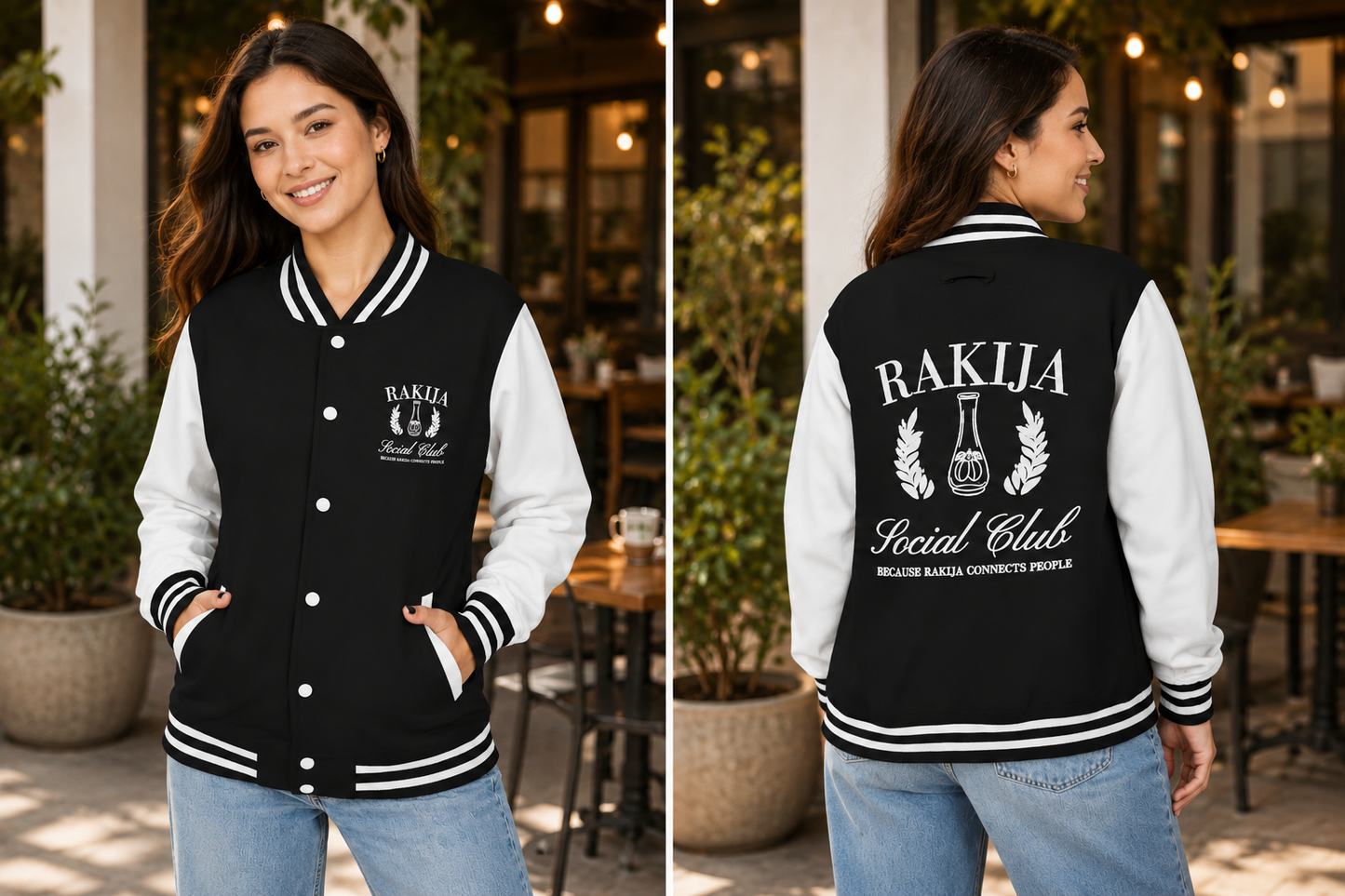 Rakija Social Club Because Rakija Connects People Varsity Jacket