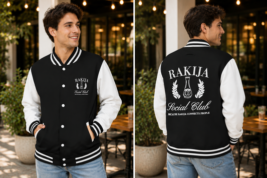 Rakija Social Club Because Rakija Connects People Varsity Jacket