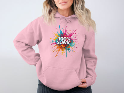 Pink 100% SLAVIC Colorful Splash Design Hoodie product type