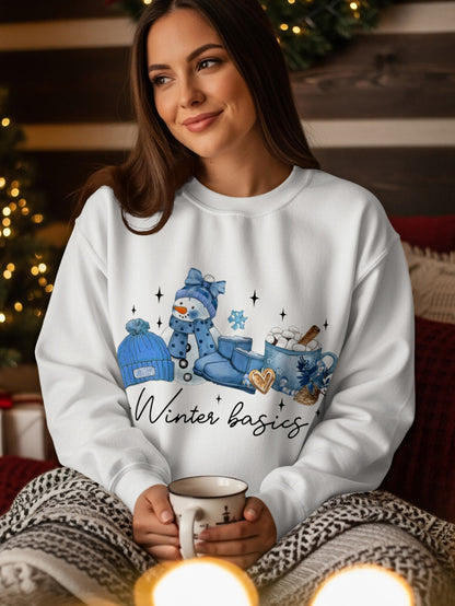 Winter Basics Cozy Holiday Themed Sweatshirt