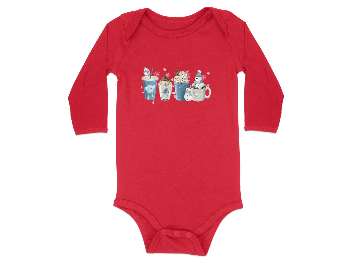 Adorable Festive Hot Cocoa Design Red Baby Onesie