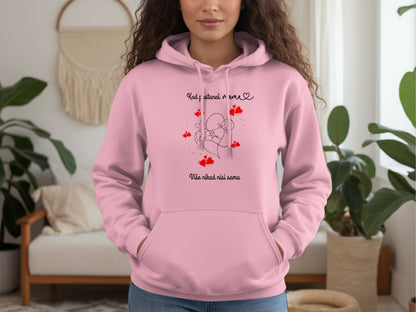 Unique Illustrated Love Message Pink Hoodie product
