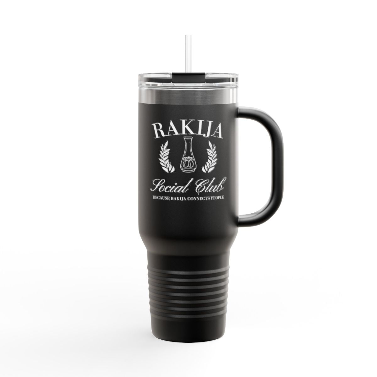 Rakija Social Club Travel Mug with Handle and Straw