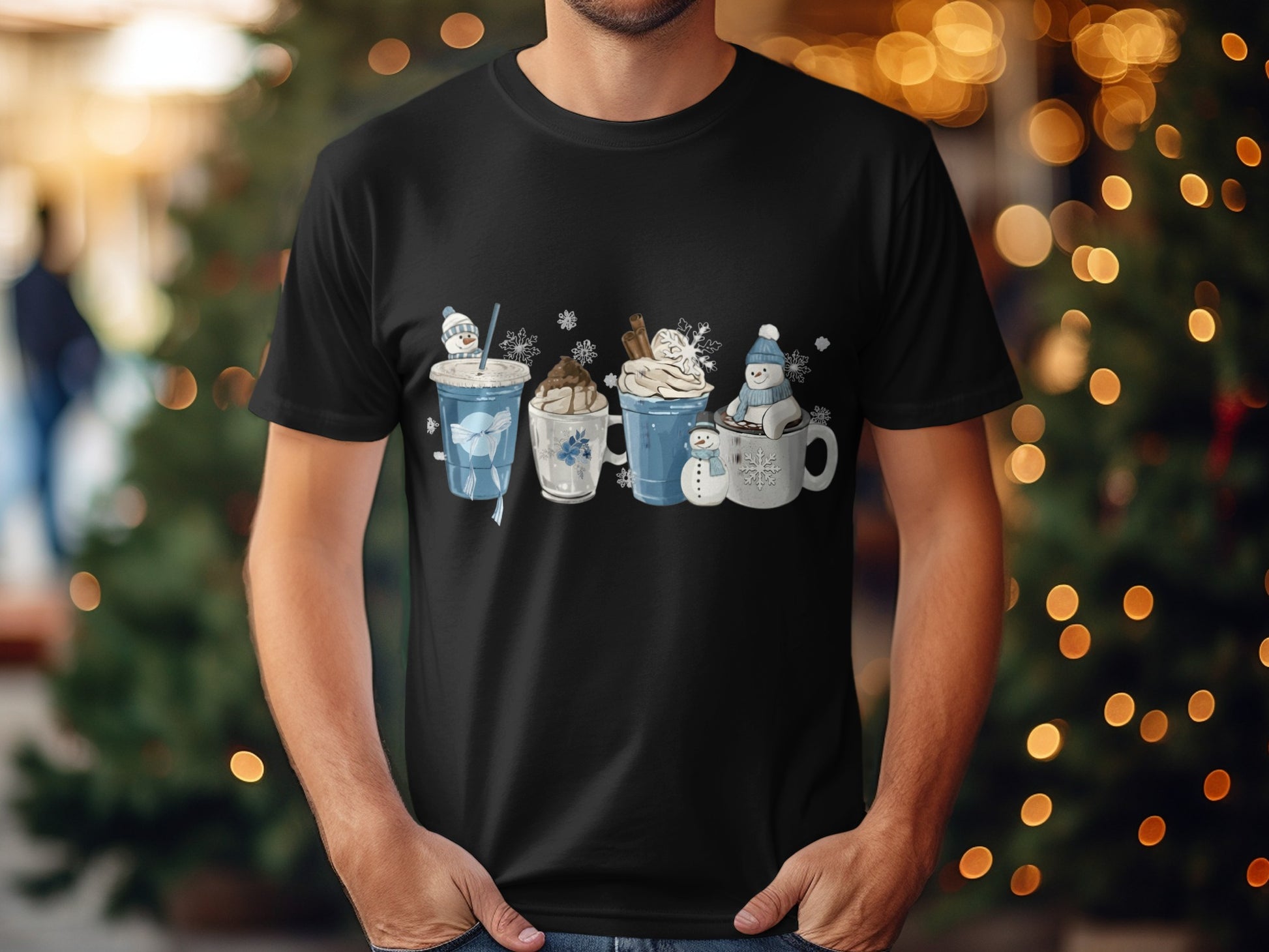 Festive Winter Drinks Snowman T-Shirt