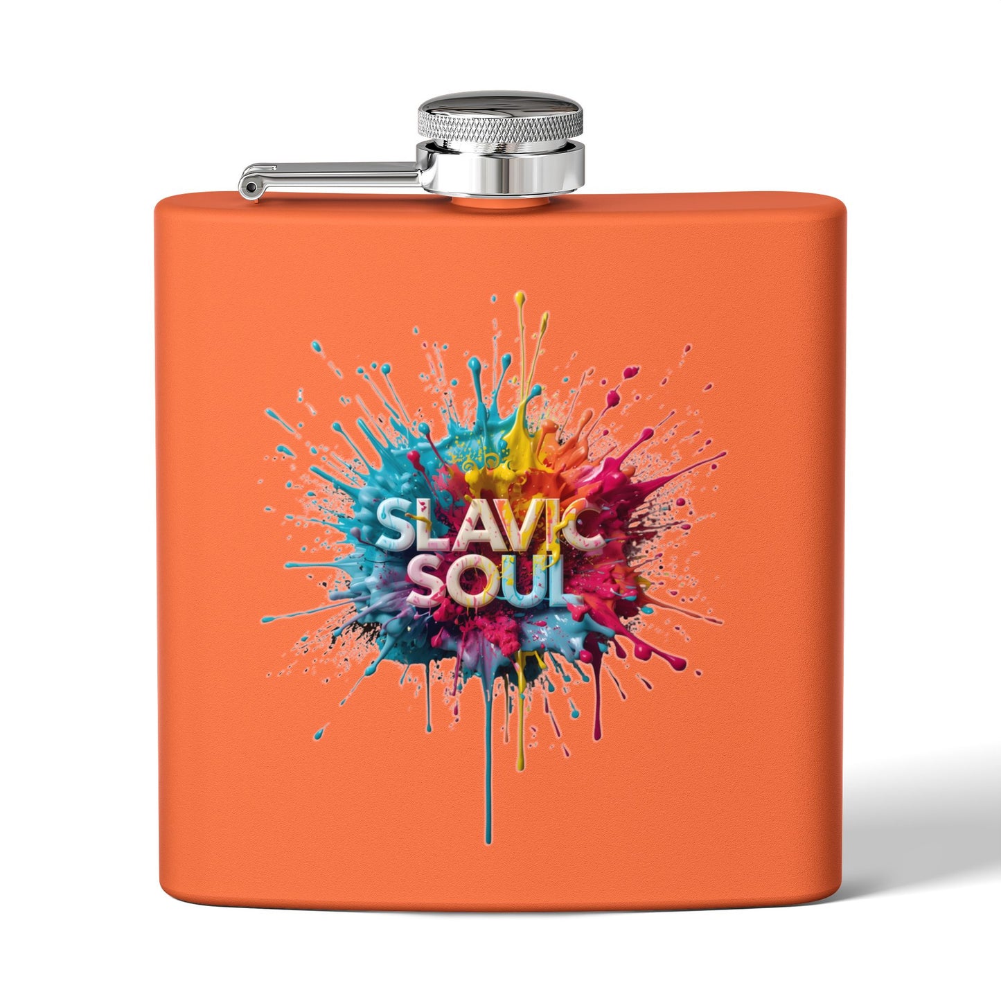 Orange Slavic Soul Splatter Design Flask product type
