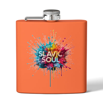 Orange Slavic Soul Splatter Design Flask product type
