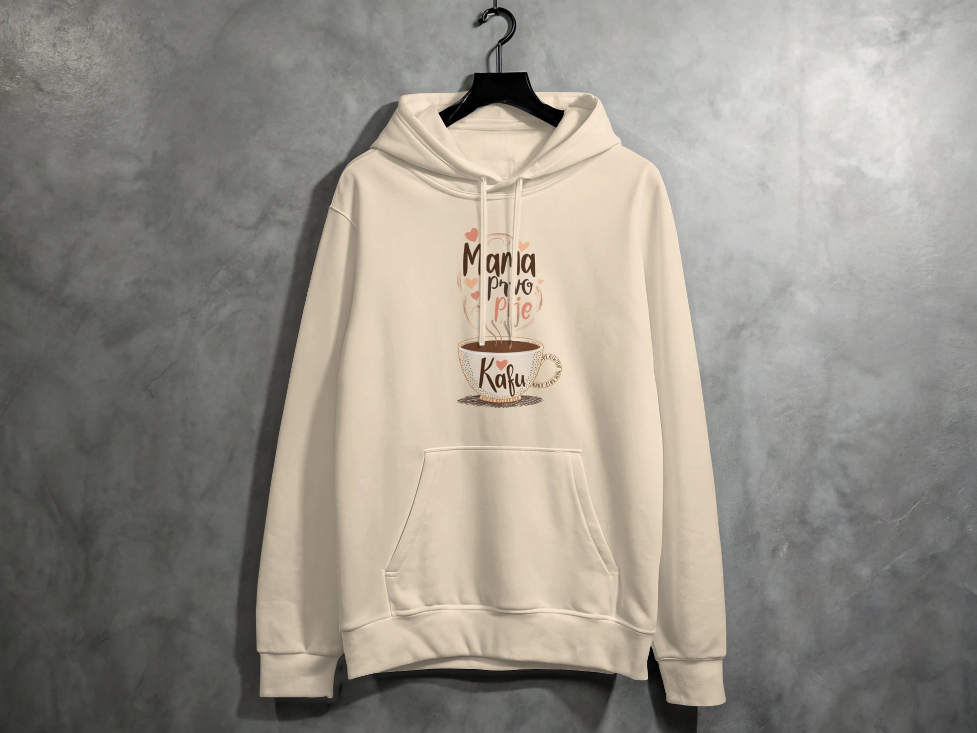 Cozy Hoodie with Mama Knows Best Coffee Design