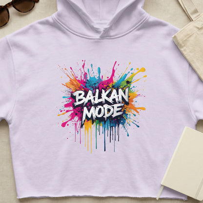 BALKAN MODE Colorful Paint Splatter Purple Cropped Hoodie product type
