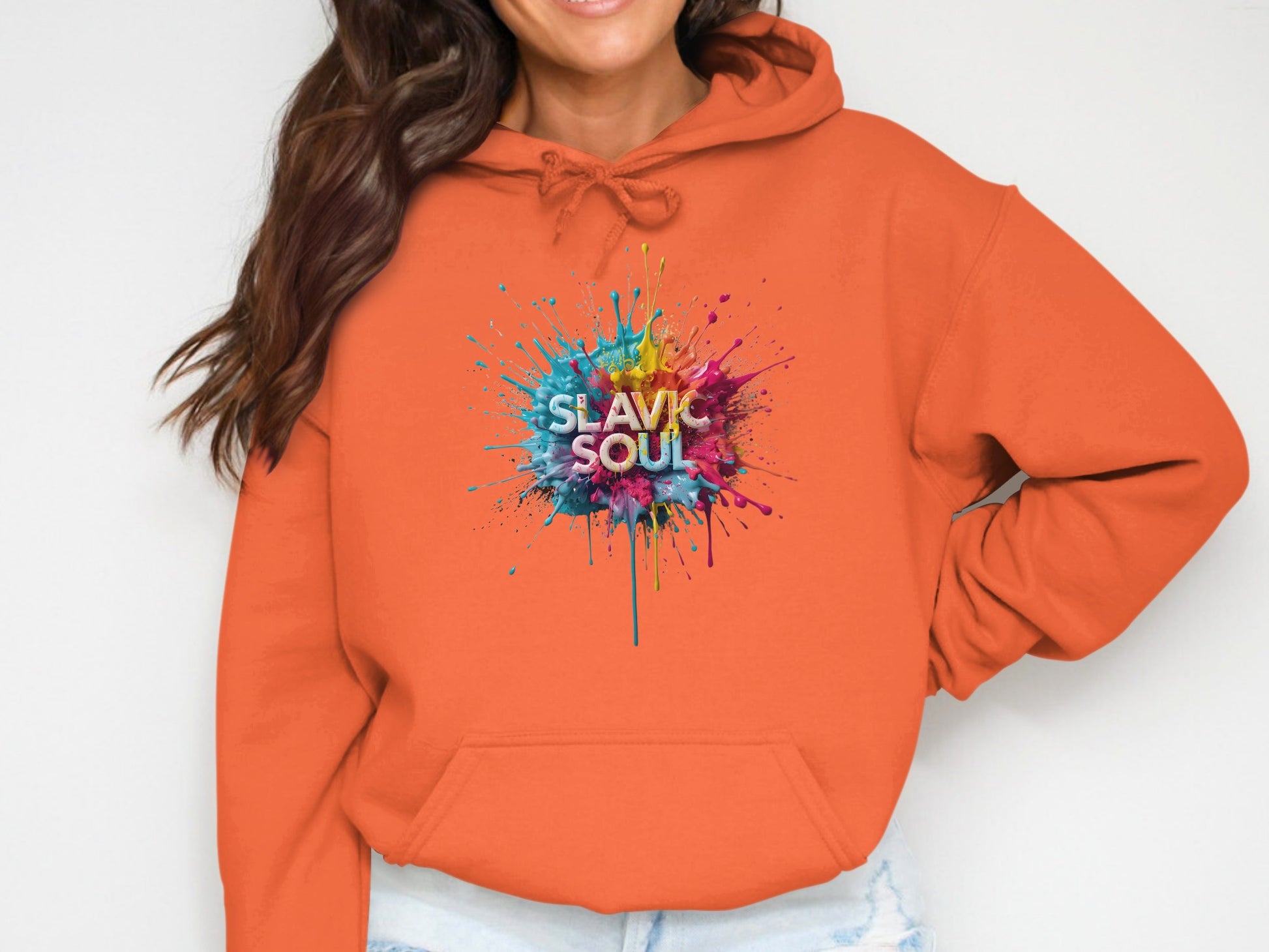 Orange SLAVIC SOUL Colorful Splash Design Hoodie product type