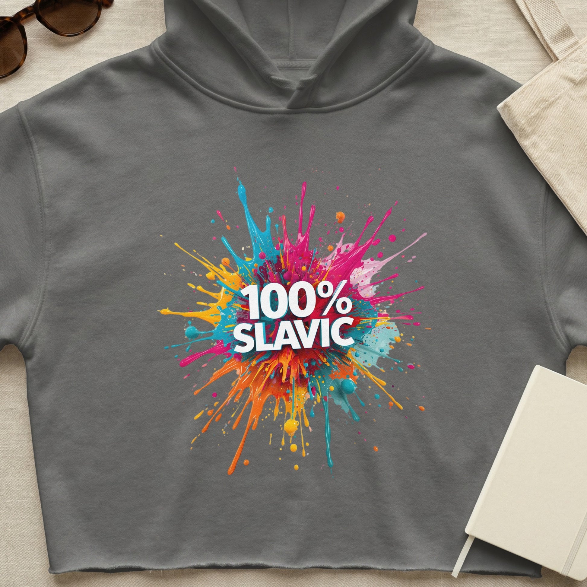 100% SLAVIC Paint Splash Design Cropped Hoodie product type