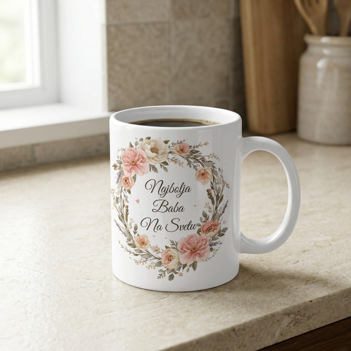 Najbolja Baba Na Svetu Floral Coffee Mug Gift
