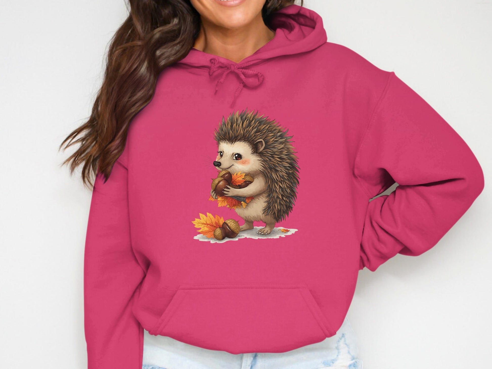 Adorable Hedgehog Autumn Hoodie Cute Printed product