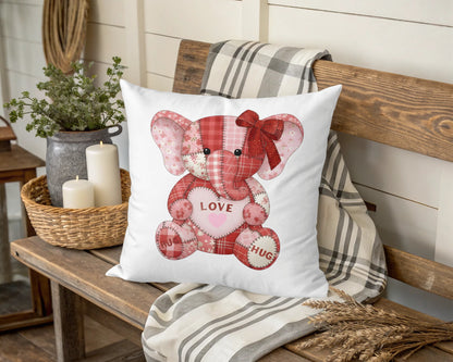 Cute Patchwork Elephant Love Theme Decorative Pillow