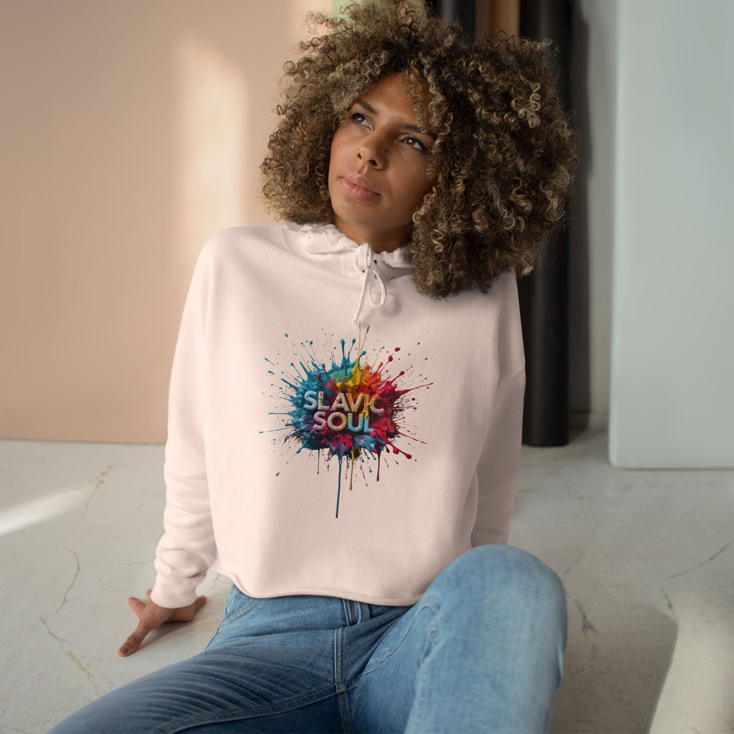 Slavic Soul Colorful Paint Splash Cropped Hoodie product type