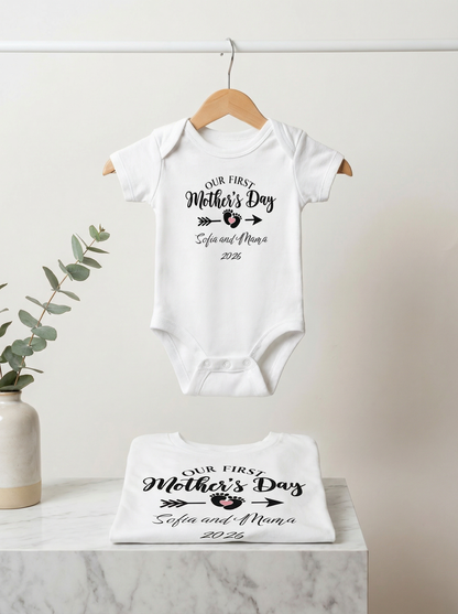 Our First Mother's Day 2026 baby girl and mama matching set