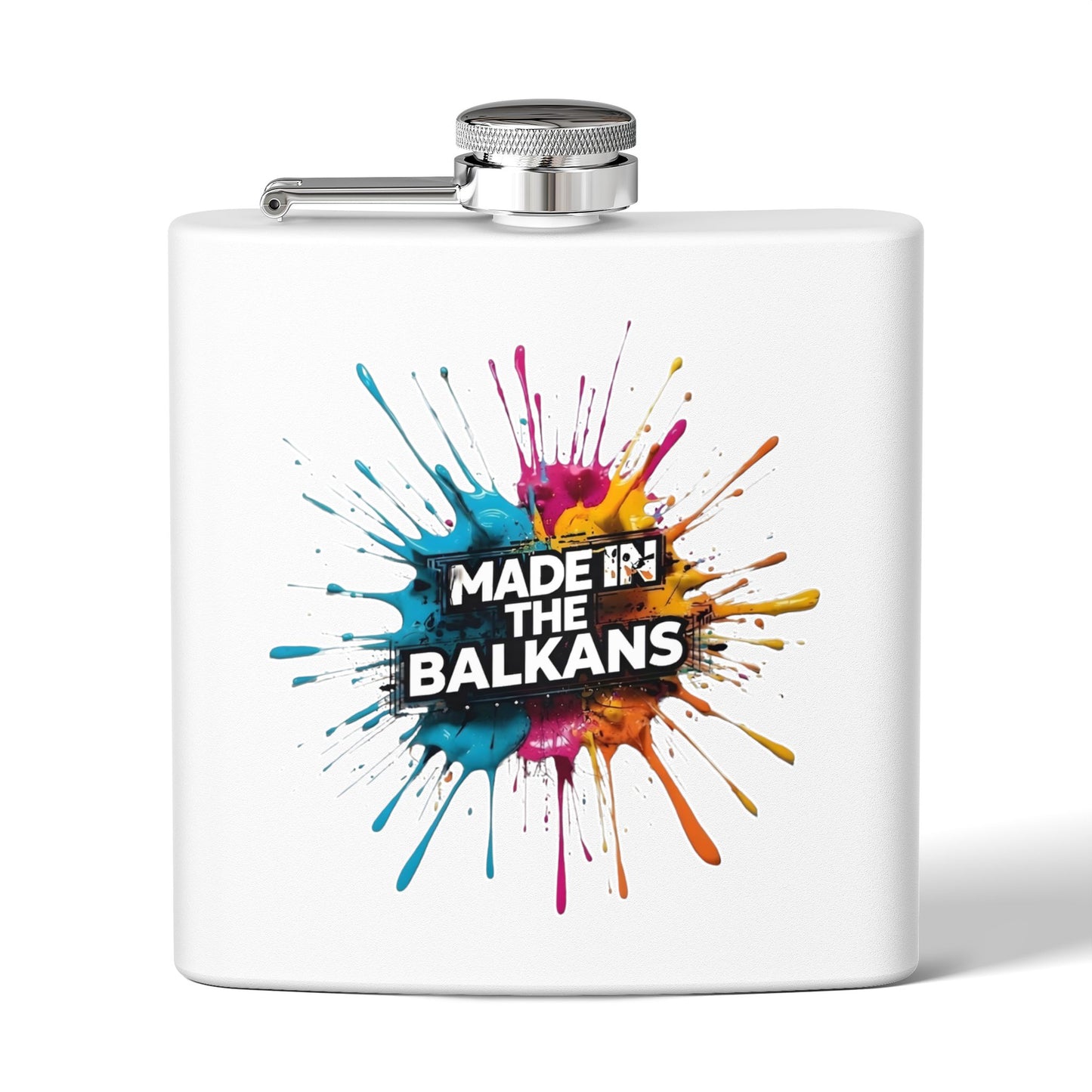 Colorful Paint Splatter Made In The Balkans Flask product type