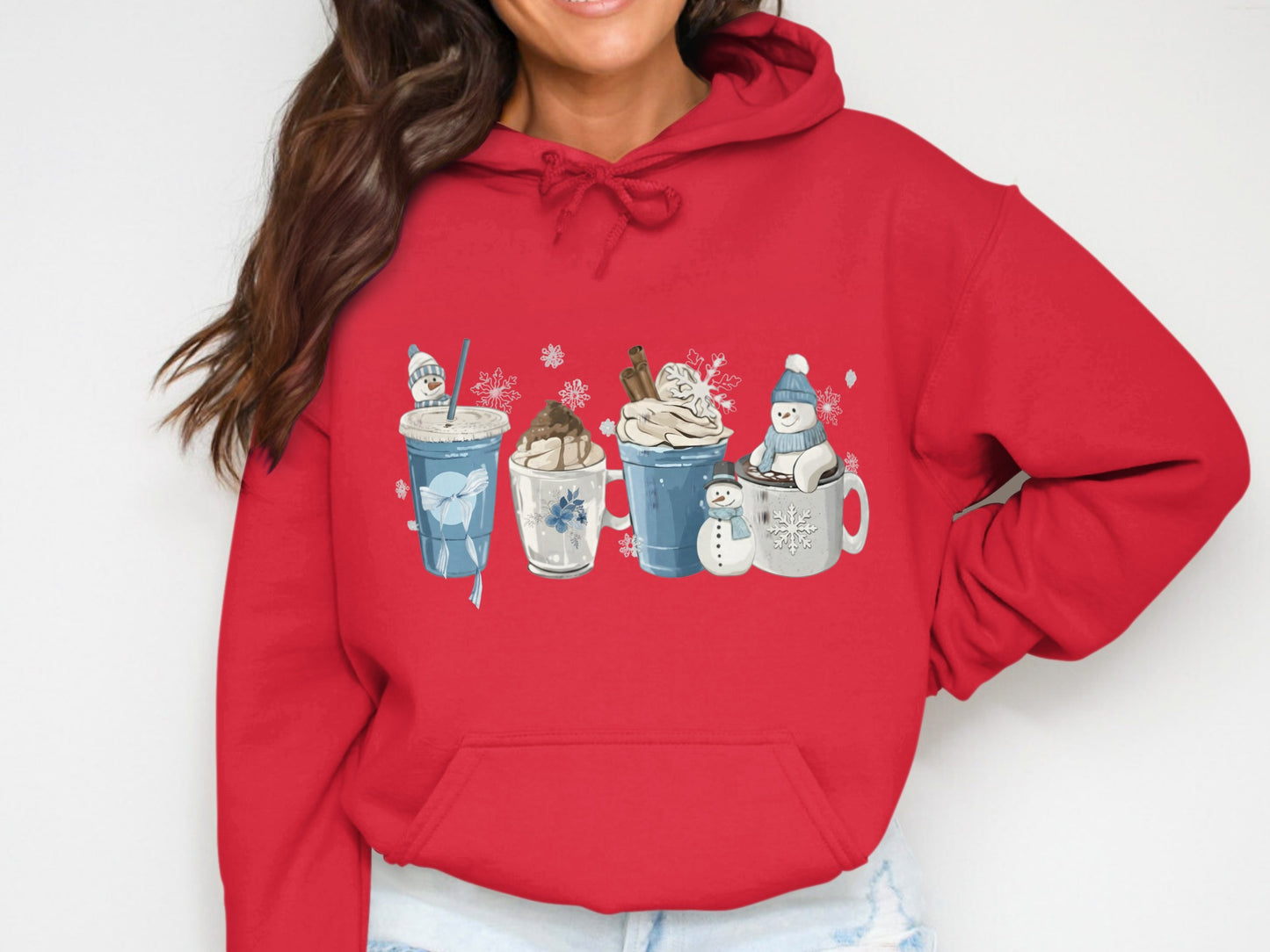 Cozy Winter Drinks Theme Red Hoodie