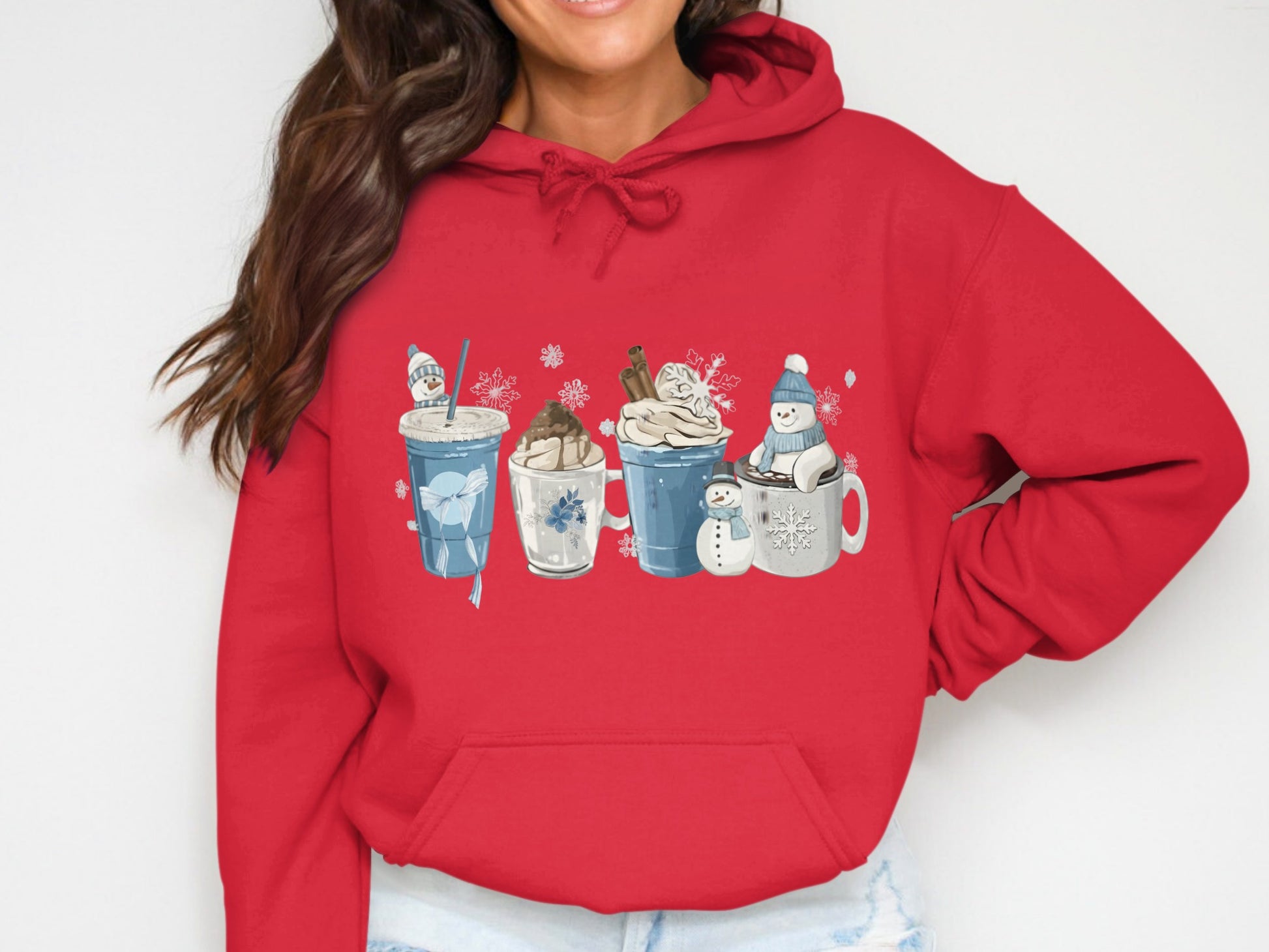 Cozy Winter Drinks Theme Red Hoodie