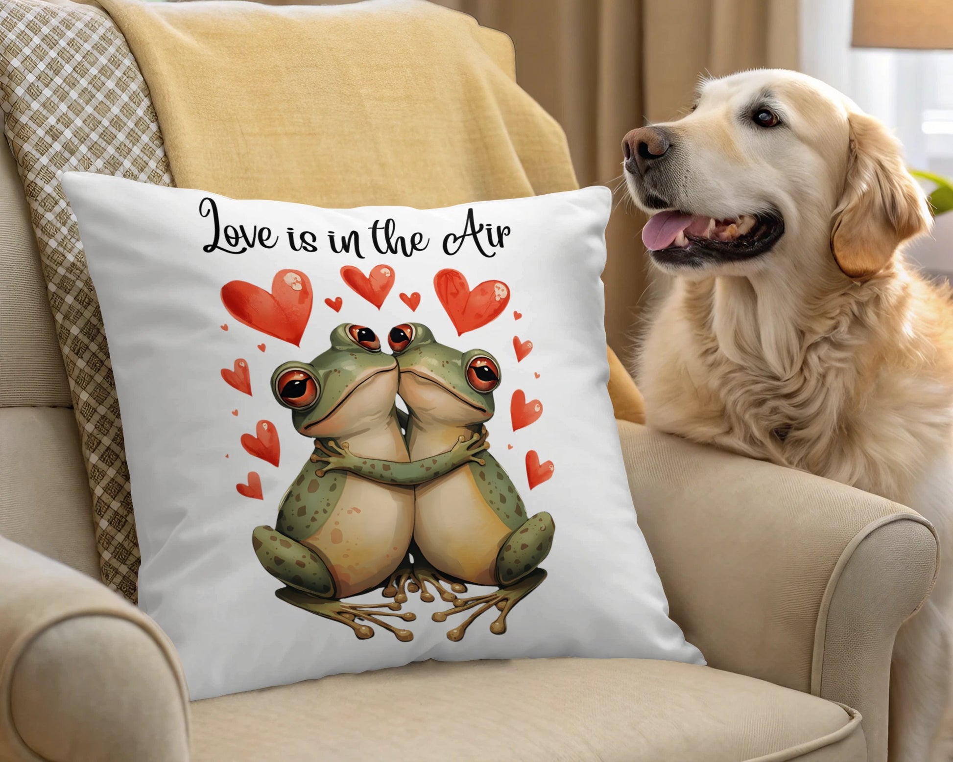 Love is in the Air Frog Couple Pillow Pillow